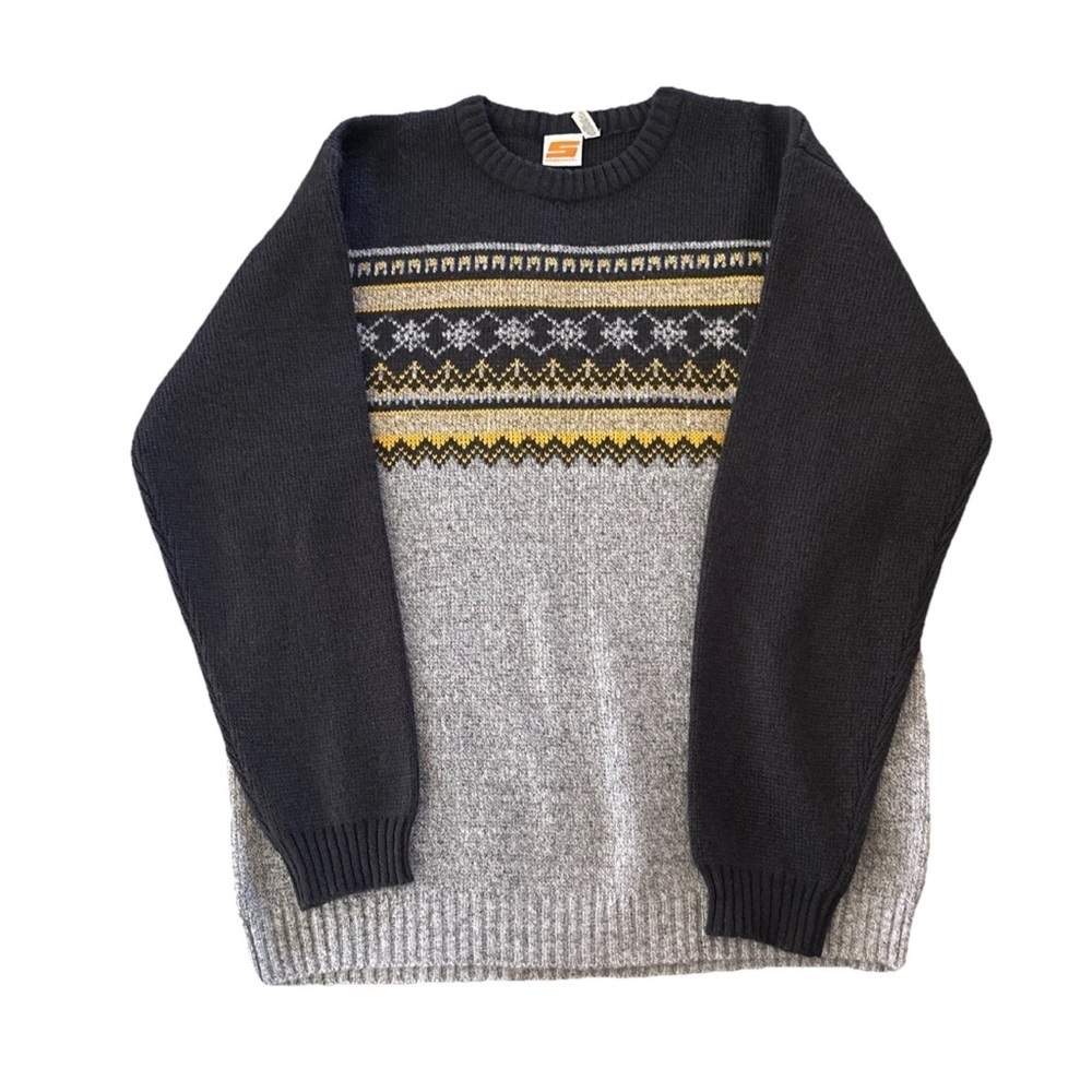 Vintage Sideout Y2K Medium Fair Isle Nordic Striped Long Sleeve Sweater 2000s